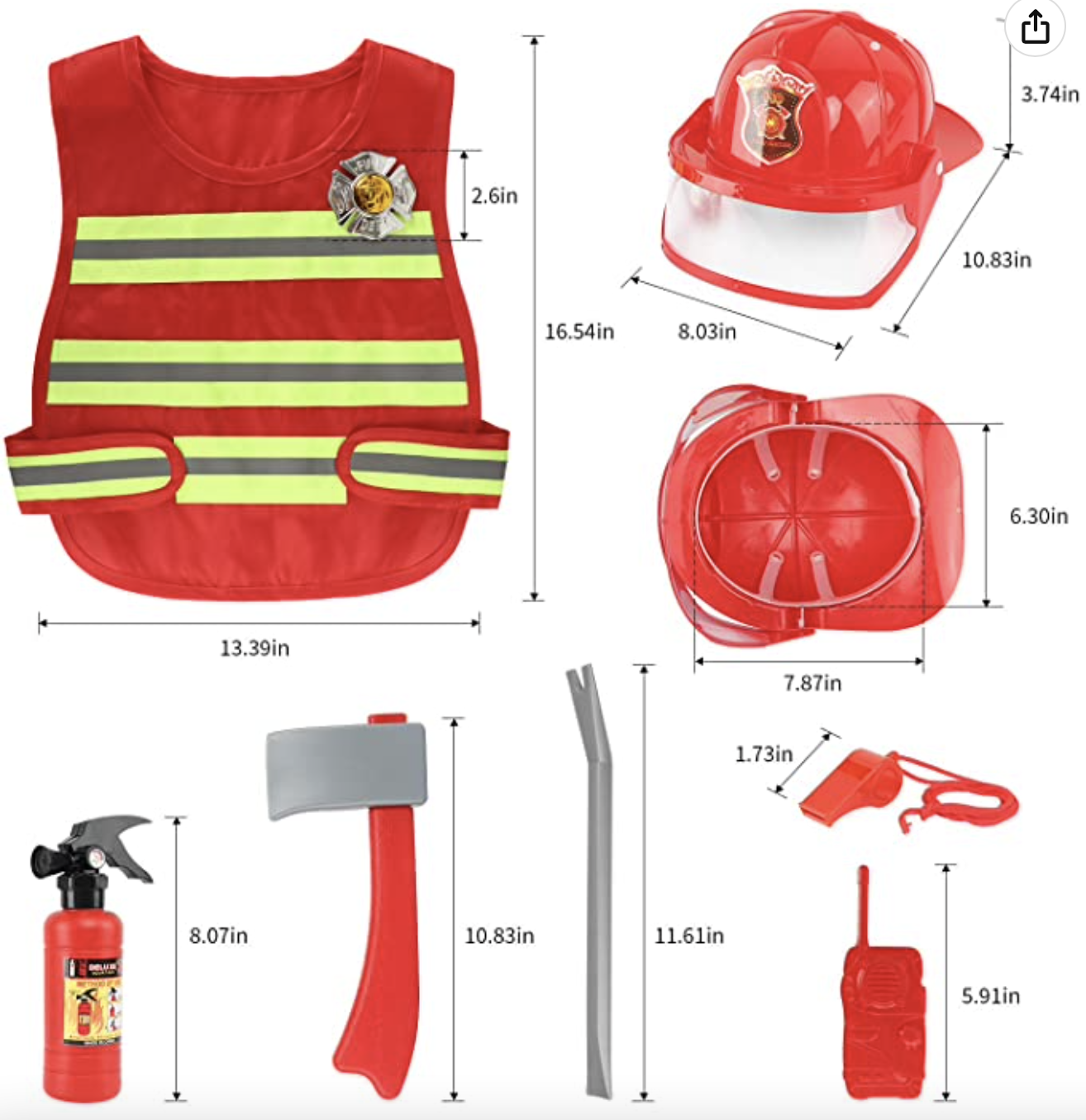 Melissa & Doug Juego de disfraz de Jefe de Bomberos - Disfraz de bombero  con accesorios realistas, disfraz de bombero para niños y niños pequeños a