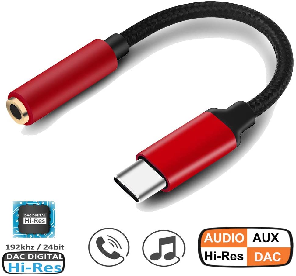 Adaptador de auriculares USB-C a 0.138 in, USB C (DAC+Hi-Res