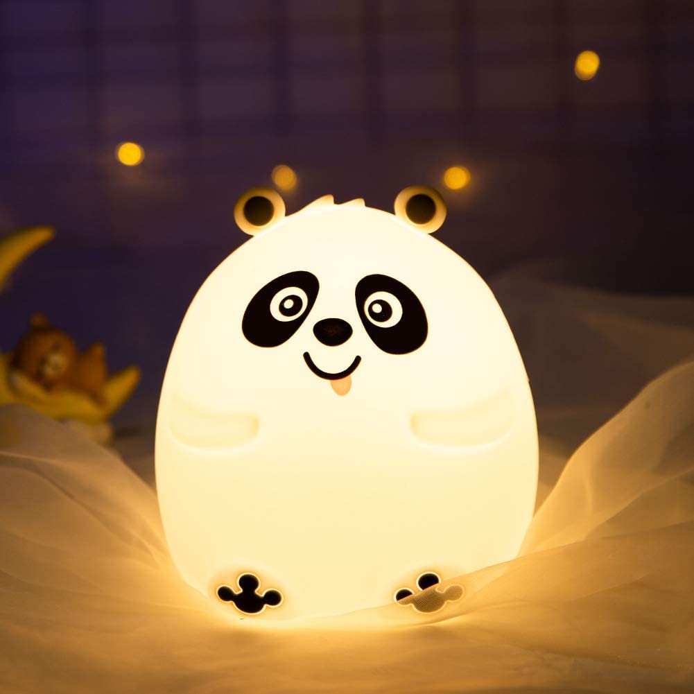 Luz nocturna para niños, regalos de panda para mujeres, lámpara LED de  silicona, recargable por USB, sensor táctil, temporizador de 1 hora, luz