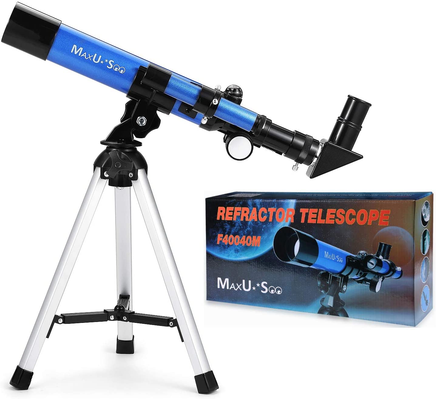  Telescopio para astronomía, telescopio para niños, telescopio  portátil, fácil de montar y usar, ideal para niños y adultos principiantes, telescopio  astronómico para luna, observación de estrellas (color: azul, tamaño: D) 