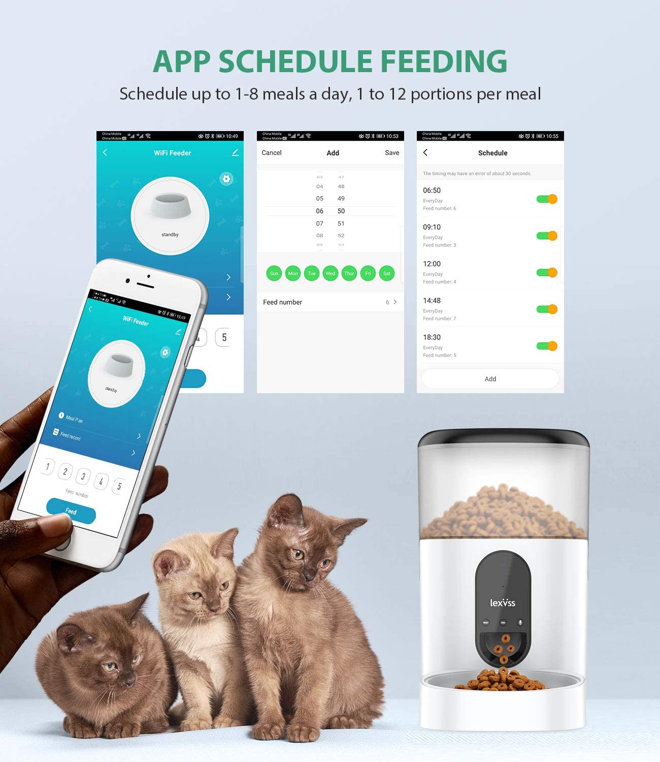 1 Comedero automático para gatos Wifi con horario de alimentación  personalizado