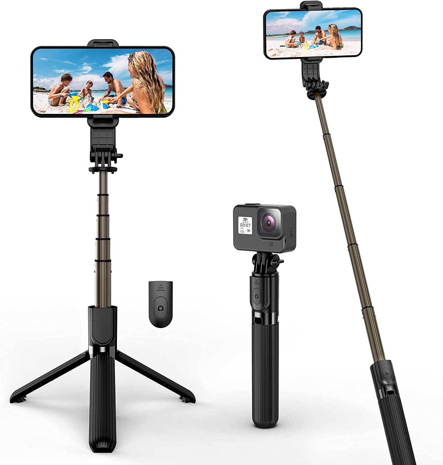 Trípode para selfie de 52 pulgadas trípode para iPhone con control remoto  Bluetooth para iPhone 11 Xs X 6 7 8 soporte para cámara GoPro para – Yaxa  Store