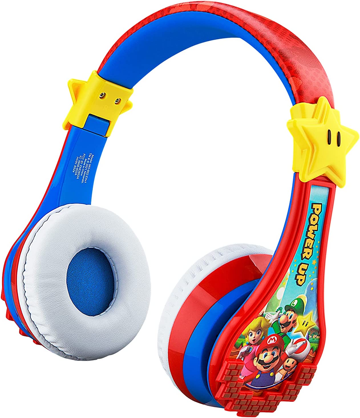 Super Mario Auriculares inalámbricos Bluetooth portátiles con micrófono,  reducción de volumen para proteger la audición de la batería recargable,  diadema ajustable para niños para la escuela, el hogar o viajes – VastaGo