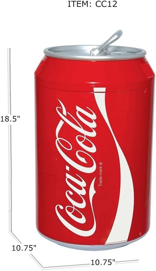 Coca-Cola – Mini refrigerador portátil de 12 latas con cables de 12 V CC y 110  V CA, enfriador personal con forma de lata de 10.6 cuartos de galón, rojo,  refrigerador de