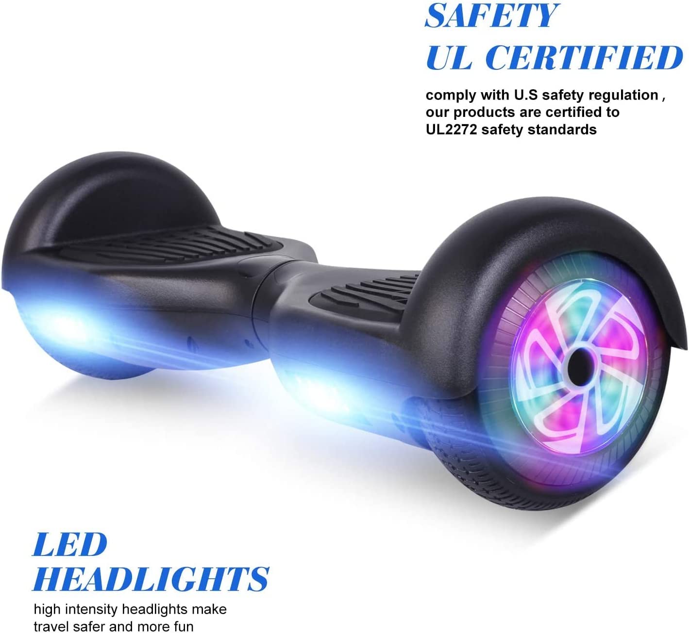 Hoverboard, aeropatinetas autoequilibrantes de 6.5 pulgadas con Bluetooth y  luces LED intermitentes, hover board para niños y adolescentes