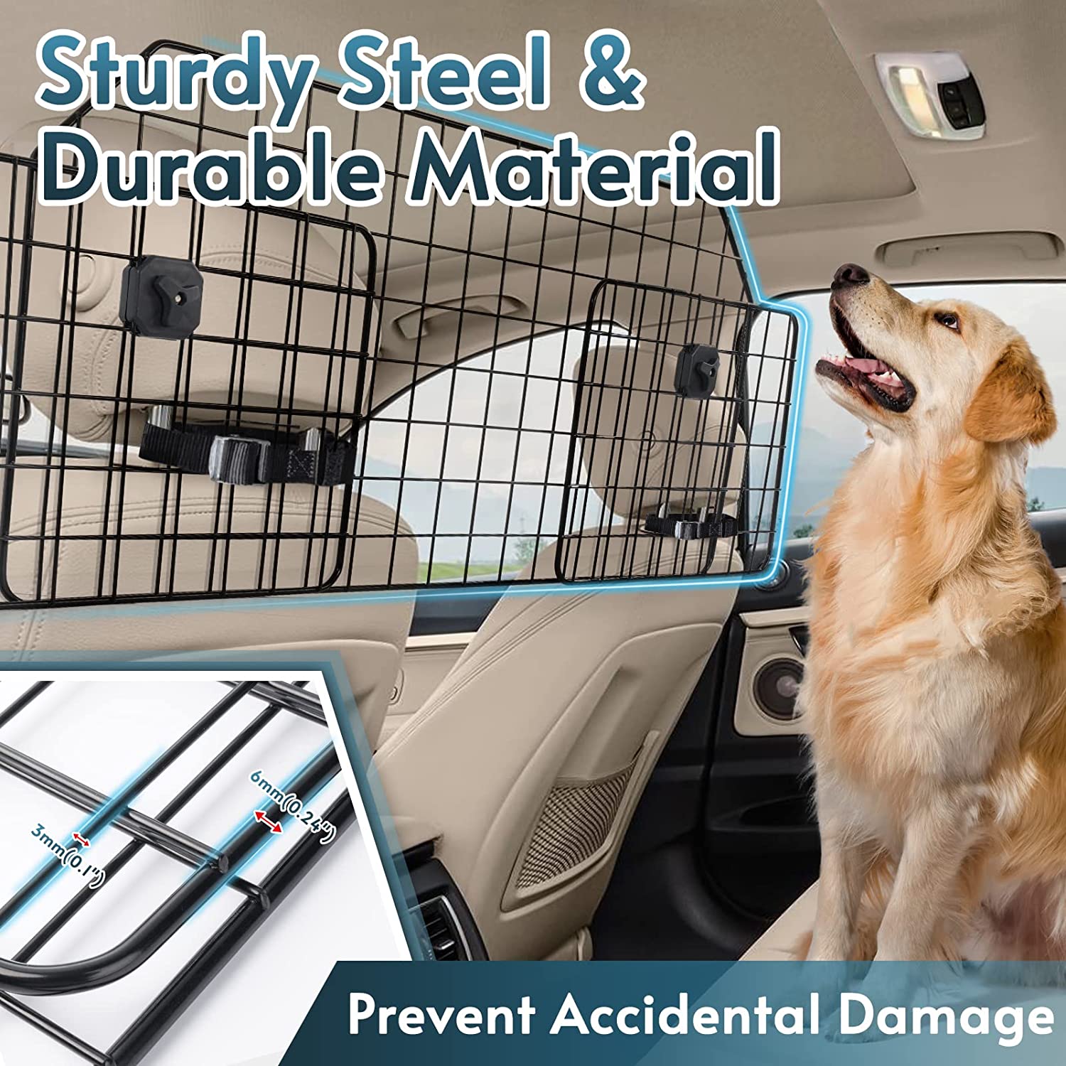 Barrera de red para coche para perros para una conducción segura, protector  ajustable para perros en JM