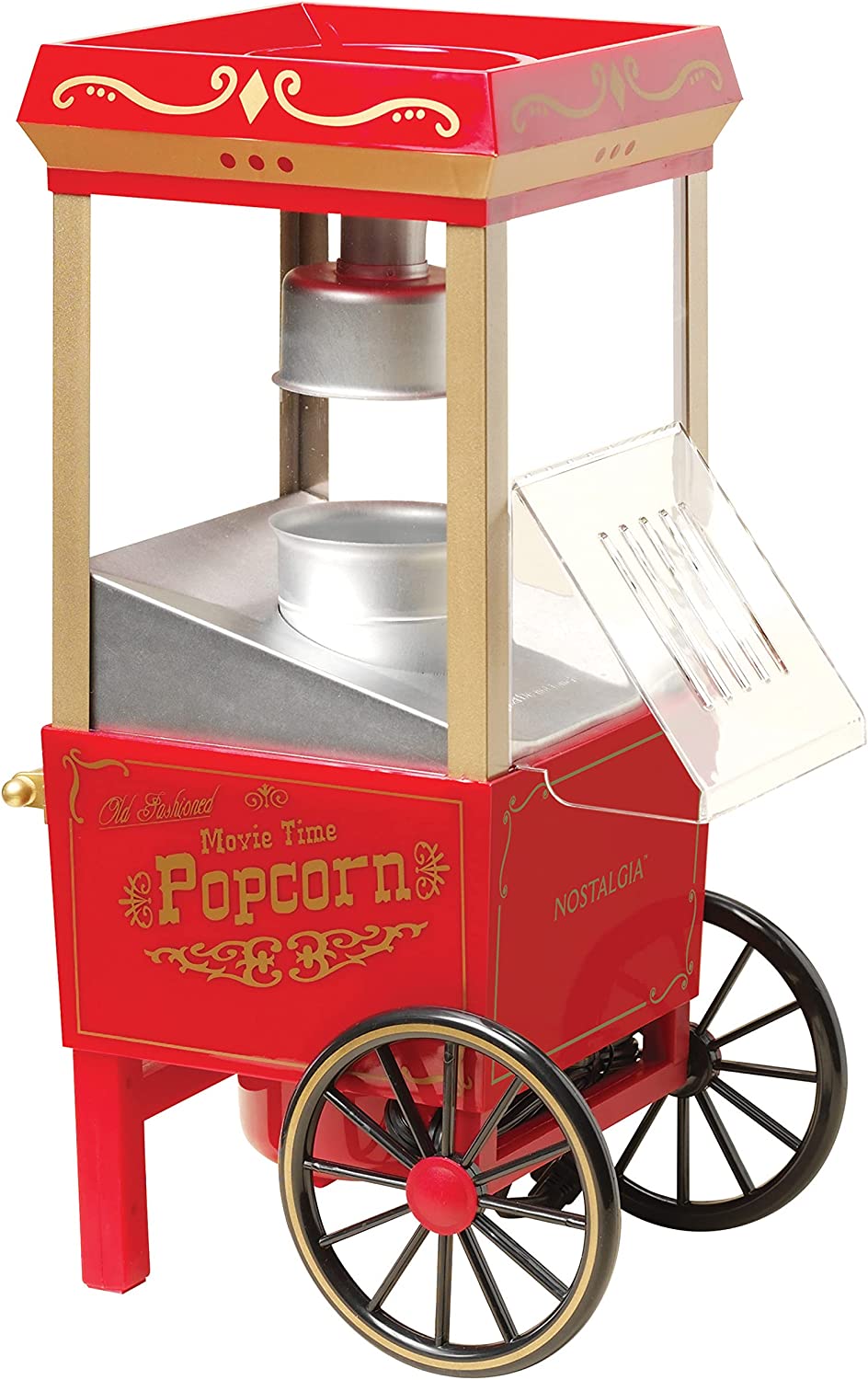 Nostalgia Máquina de palomitas de maíz vintage de mesa, 10 tazas, máquina  de palomitas de maíz de aire caliente con tapa medidora, sin aceite, color