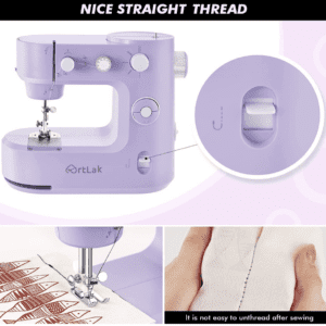 Máquinas de coser pequeñas, máquina de coser portátil para principiantes  con 16 puntadas integradas y costura inversa, máquina de reparación